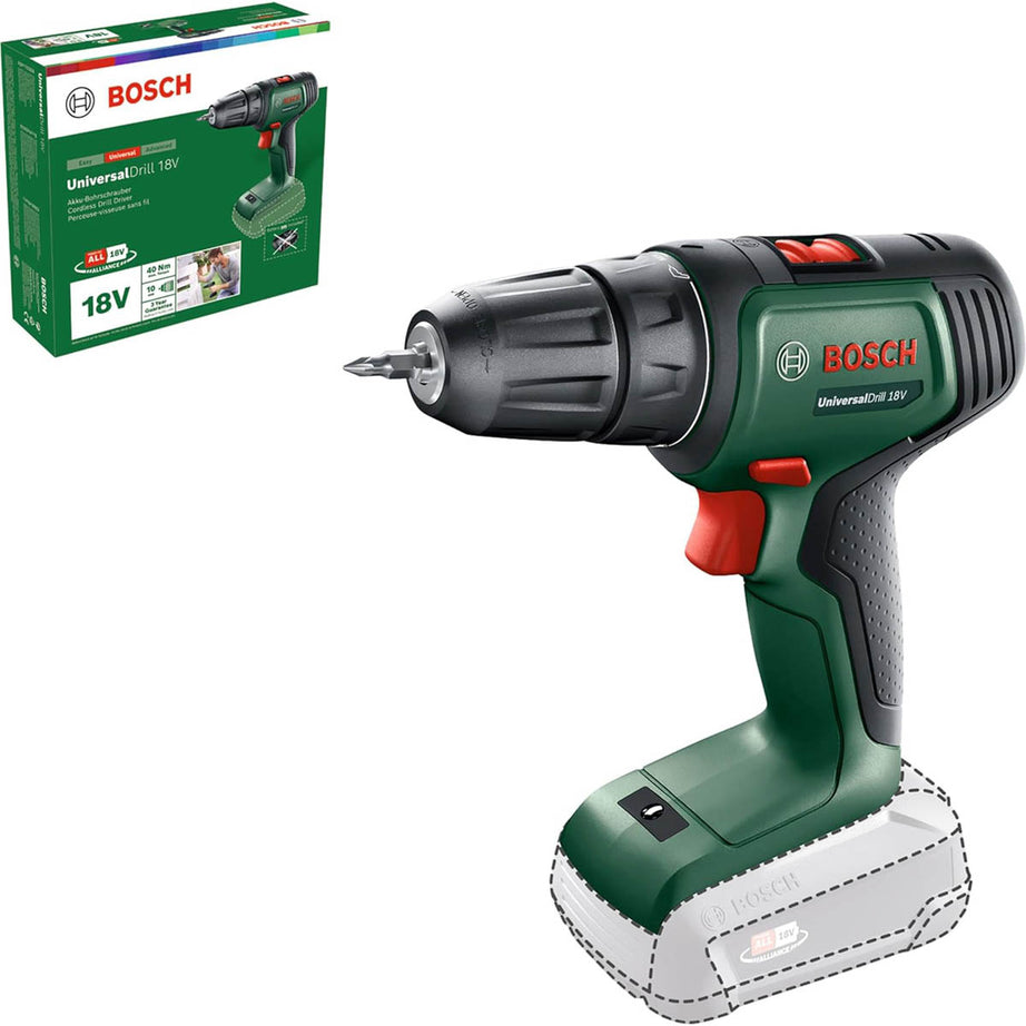 Bosch Drill Universal Cordless 18V Compact Powerful Keyless Chuck Body Only - Image 1