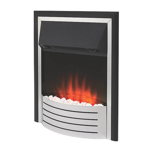 Electric Fireplace Inset Plug In Black Silver LED Optiflame Pebble Effect 2kW - Image 1