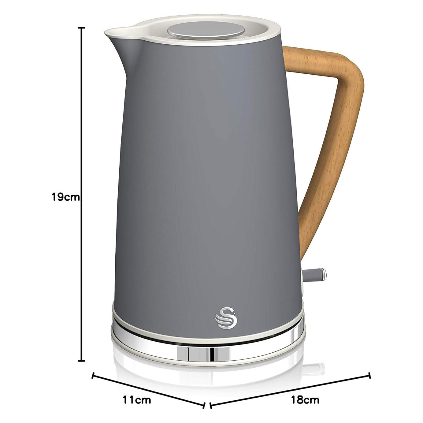 Swan Nordic Kettle Grey 1.7L Wood Effect Steel Rapid Boil Portable Jug 3000W - Image 7