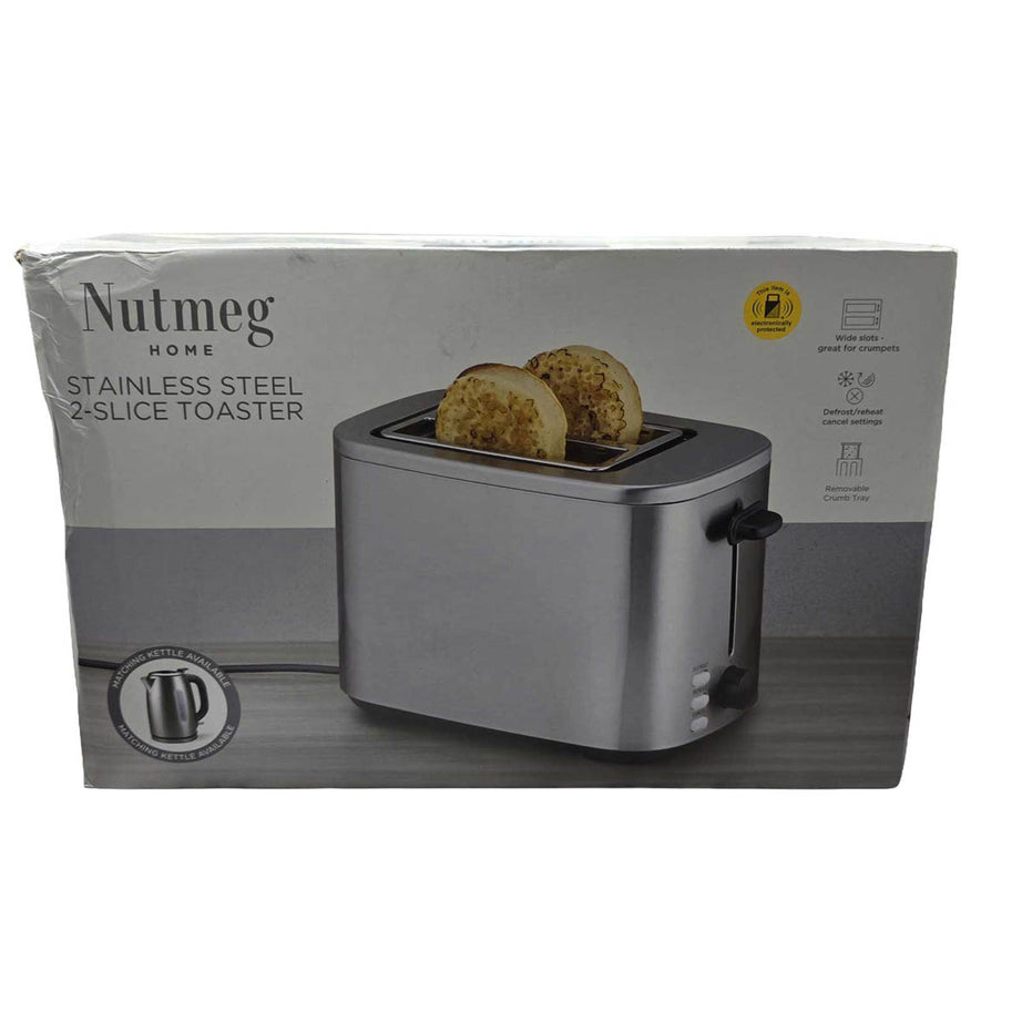 Nutmeg Toaster 2 Slice Stainless Steel Crumble Tray Defrost Reheat Cancel Button - Image 2