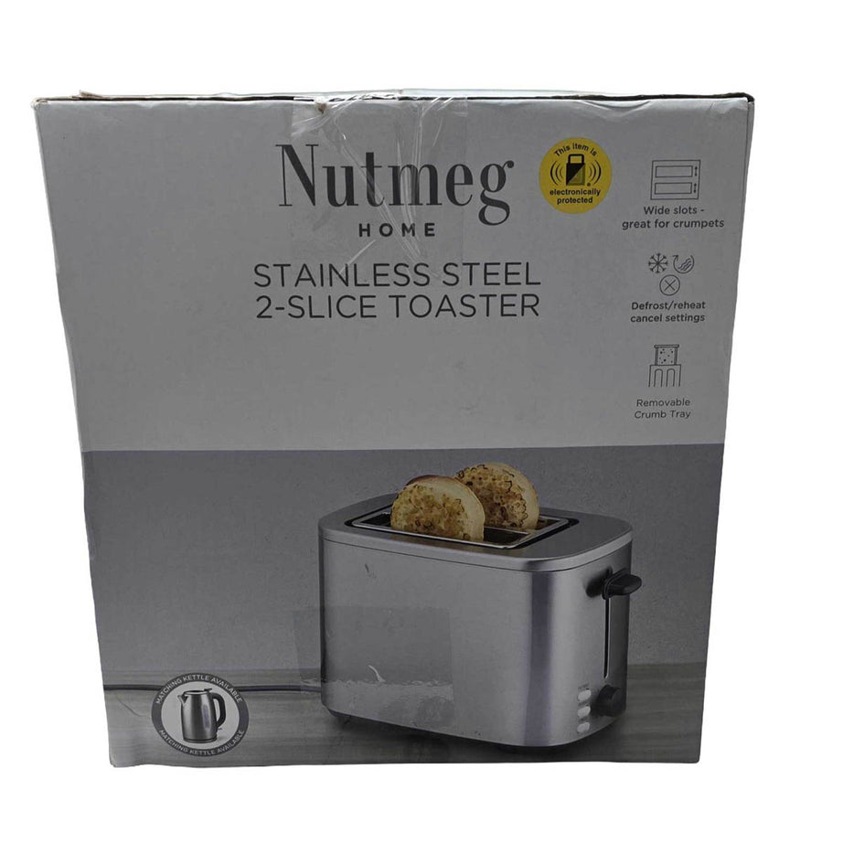 Nutmeg Toaster 2 Slice Stainless Steel Crumble Tray Defrost Reheat Cancel Button - Image 5