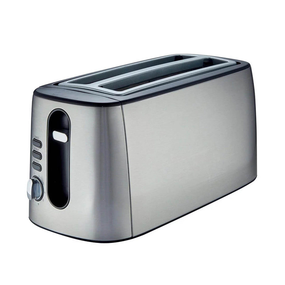 Nutmeg Toaster 4 Slice Long Slot Stainless Steel Kitchen Defrost Reheat Cancel - Image 1