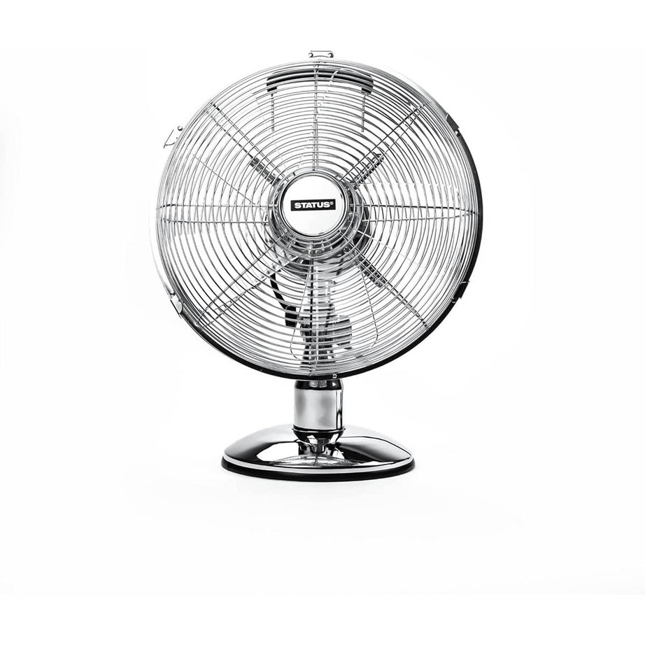 Status Desk Fan 12" Electric Chrome 3 Speeds Oscillating Office Home Indoor - Image 5