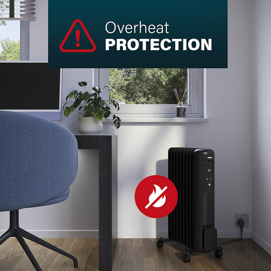 Princess Smart Oil-Filled Radiator Portable Electric Black LED Display Timer 2kW - Image 7