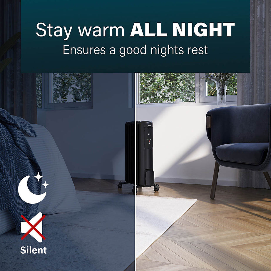 Princess Smart Oil-Filled Radiator Portable Electric Black LED Display Timer 2kW - Image 8