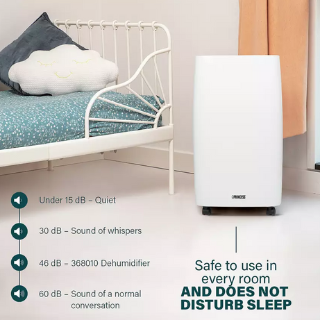 Princess 368010 Dehumidifier Portable Wheeled Digital LED Display 2.5L No Hose - Image 2