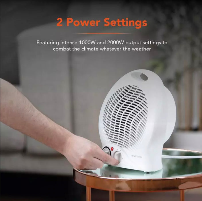Fan Heater Air Cooler Upright Portable Compact Small White Home Office - Image 2