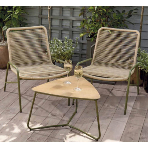 Garden Furniture Set Coffee Bistro Chairs Triangular Table Patio Outdoor 3 Piece - Image 1