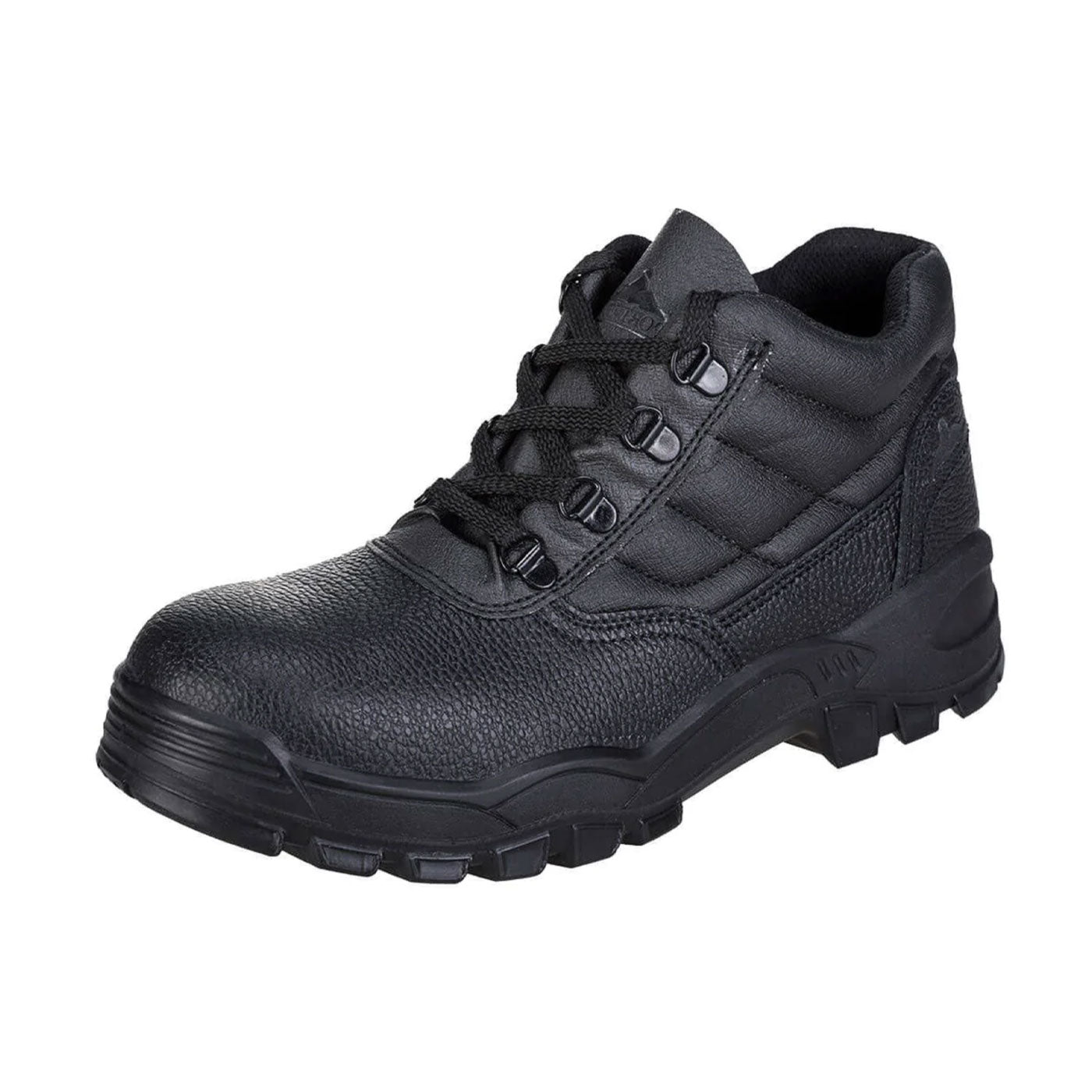Safety Boots Ankle Black Leather Steel Toe Cap Lightweight Lace Up Size 6.5 UK - Image 1