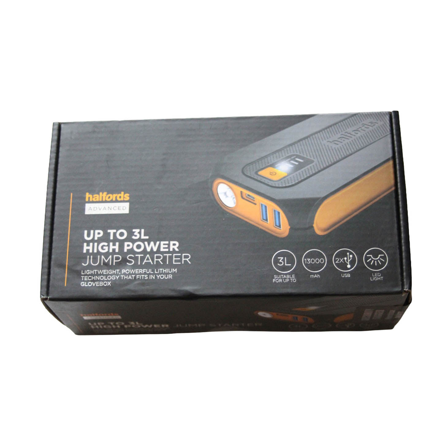 Halfords Jump Starter Powerbank Advanced Lithium Up To 3L LED Torch Portable - Image 1