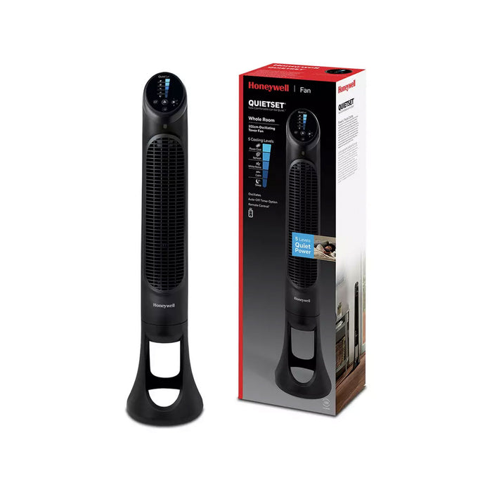 Honeywell Tower Fan HYF260BE Quiet Set Oscillating Black With Remote Control A+ - Image 1