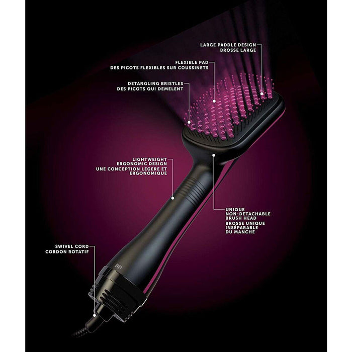 Revlon Hair Dryer Styler Hot Brush One Step Ionic Tangle Fizz Free 2 Heat Black - Image 4