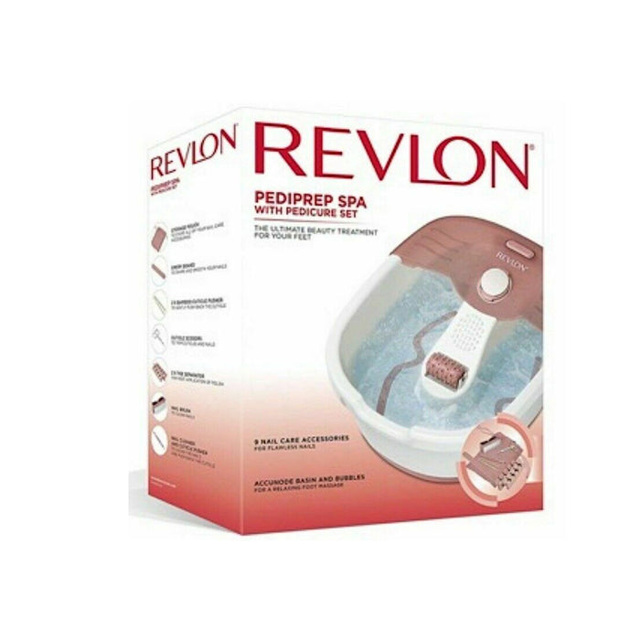 Revlon Foot Spa Pediprep Pedicure Set Relaxing Bubbling Massage 9 Accessories - Image 2