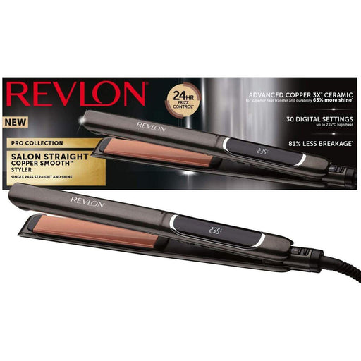 Revlon Hair Straightener Salon Straight Copper Ceramic 30 Settings 125MM 235°C - Image 1