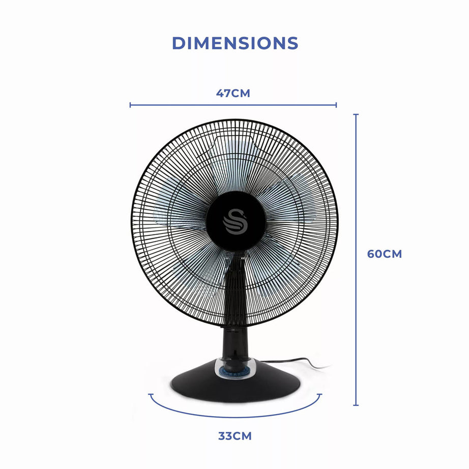 Swan Desk Fan 12″ Electric 2 Speeds Oscillating Quiet Office Home Indoor 60W - Image 6