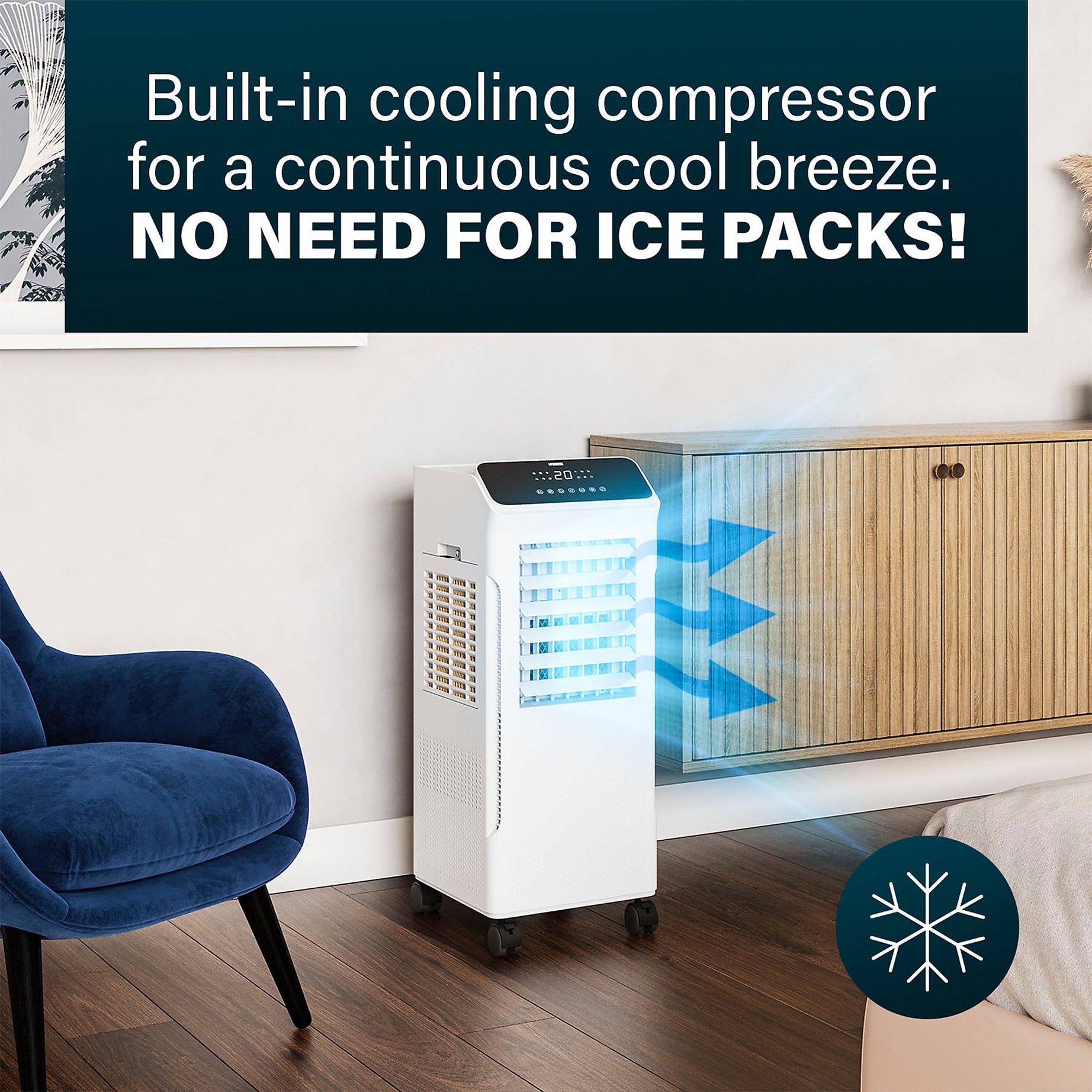 Princess Smart Air Cooler 5L Hybrid White Touch LED Display Oscillating Timer - Image 3