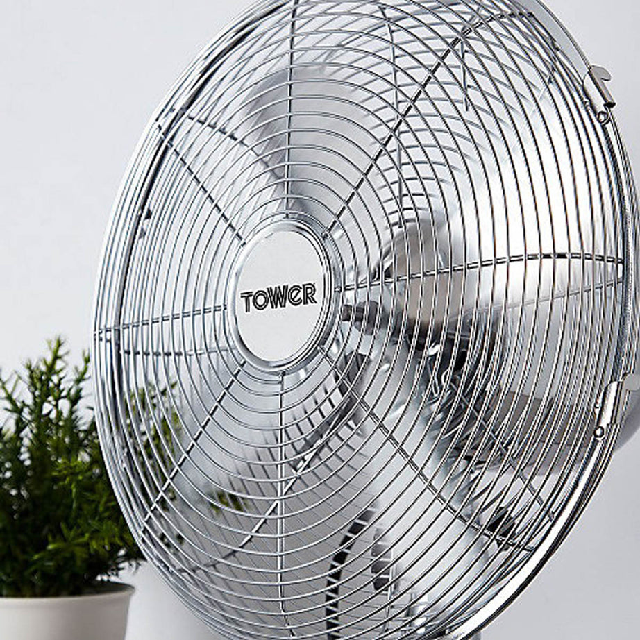 Tower Desk Fan T605000 Metal 3 Speed Oscillating Portable Office Home Indoor - Image 3