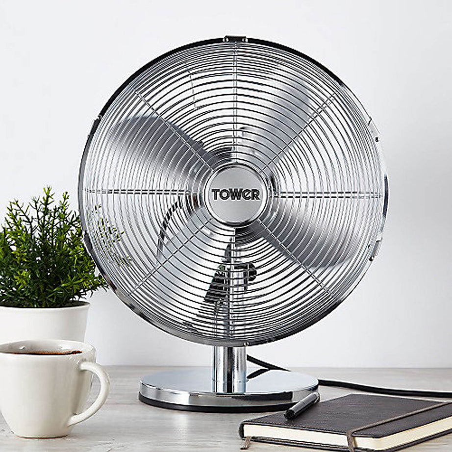 Tower Desk Fan T605000 Metal 3 Speed Oscillating Portable Office Home Indoor - Image 7