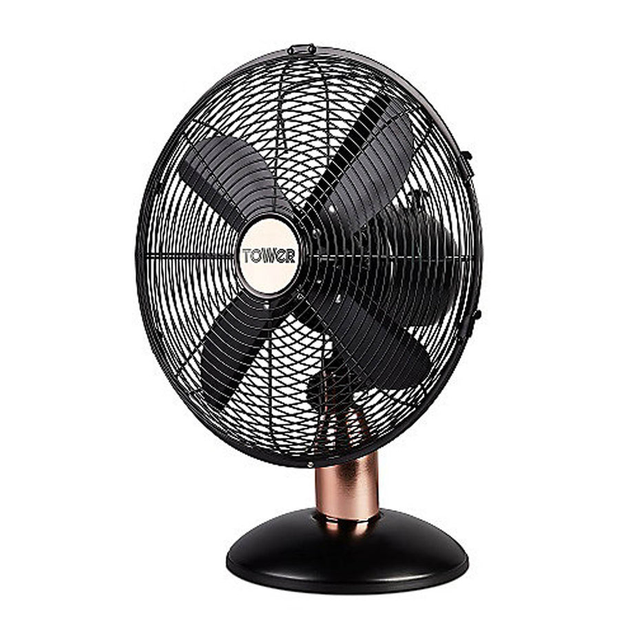 Tower Desk Fan 12″ T611000B Black Metal 3 Speeds Oscillating Office Home Indoor - Image 2