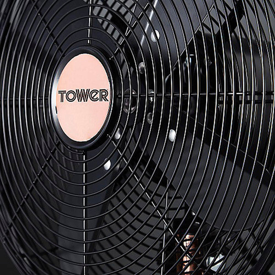 Tower Desk Fan 12″ T611000B Black Metal 3 Speeds Oscillating Office Home Indoor - Image 4