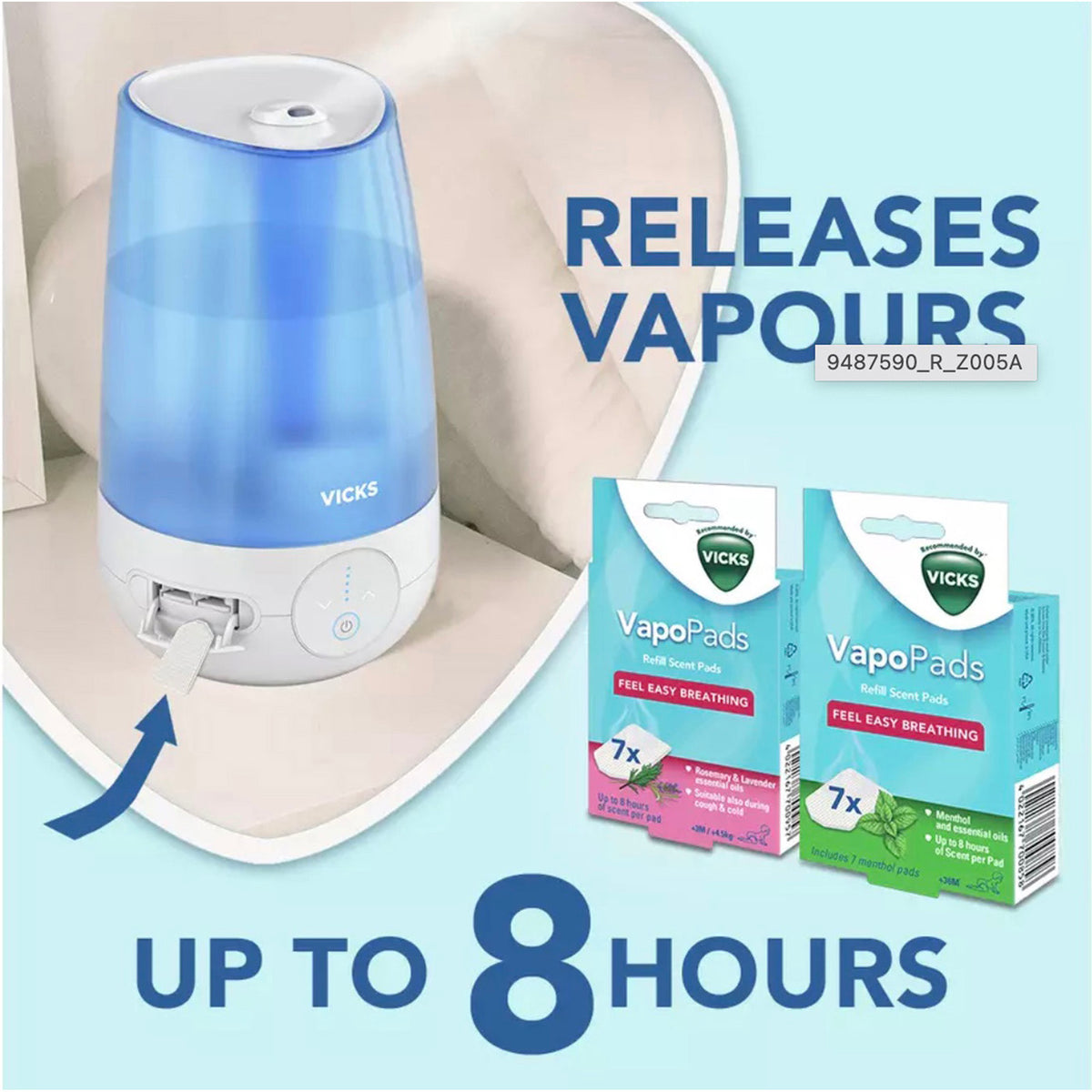 Vicks Ultrasonic Humidifier Cool Mist VUL565E1 40h Timer 4.5L Quiet Operation - Image 5