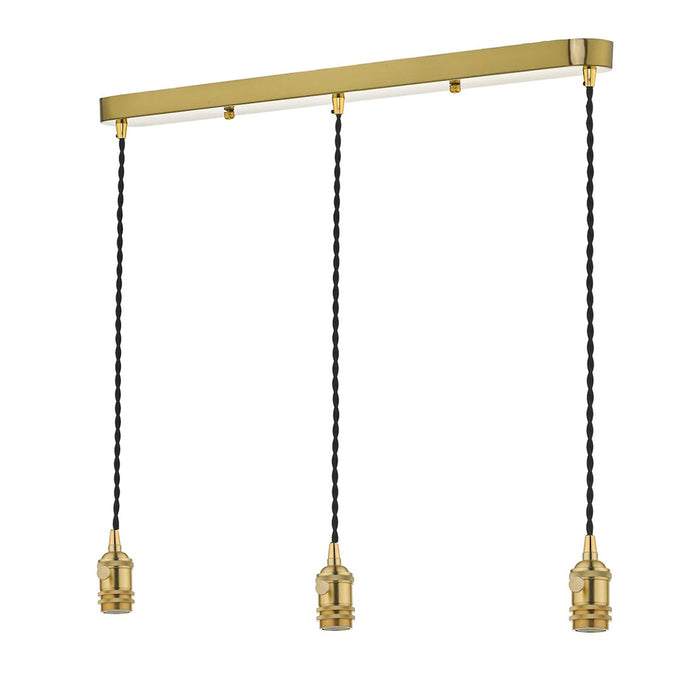 Ceiling Light 3 Way Pendant Suspension Bar Chandeliered Adjustable Brass Finish - Image 1