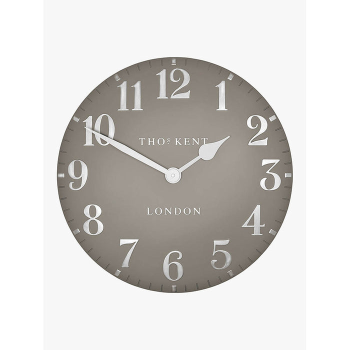 Thomas Kent Wall Clock Arabic Cool Taupe Mink Metallic Silver Numerals Large - Image 1