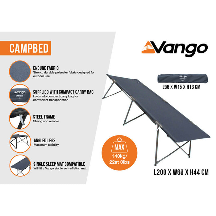 Vango Campbed Steel frame Single Sleeping Outdoor Mat Compact 200 cm long - Image 5