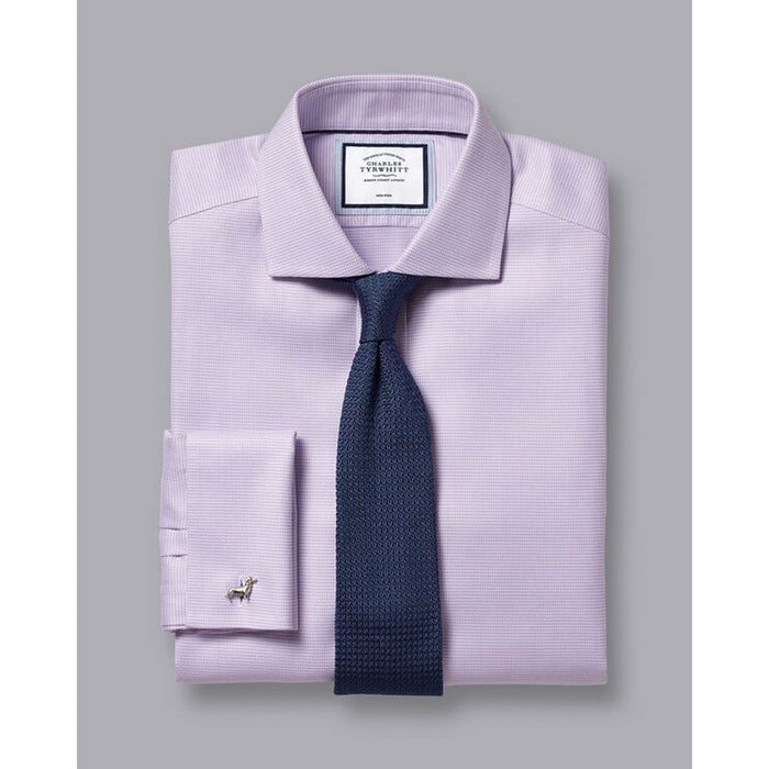 Charels Tyrwitt Cutaway Collar Shirt Non Iron Cambridge Weave Purple 42/86Cm - Image 3