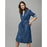 Tencel Shirt Dress Midi Relaxed Belted Knee Side Pockets Denim Blue Size 8 - Image 2