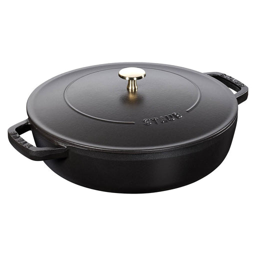 Cast Iron Saute Pan 28cm 3.7 L  Frying Roaster Black Enamel Chistera With Lid - Image 1