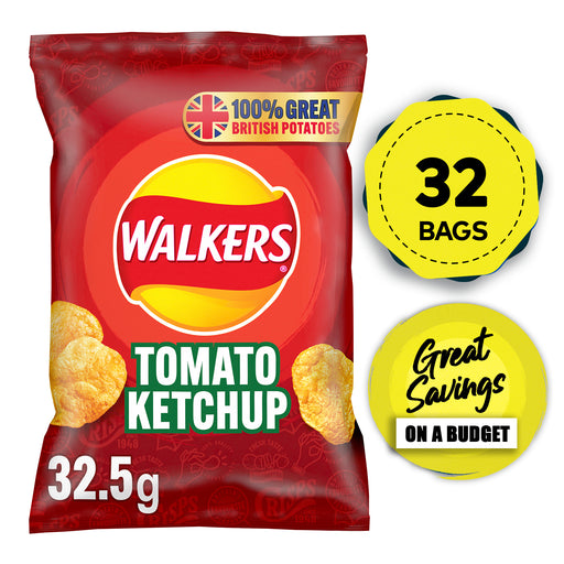Walkers Crisps Tomato Ketchup Sharing Snacks Box 32 x 32.5g - Image 1