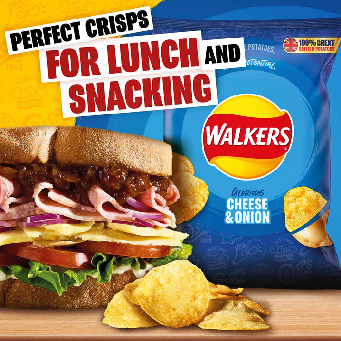 Walkers Crisps Cheese Onion Snack Pack Lunch 32 Bags x 32.5g - Image 3