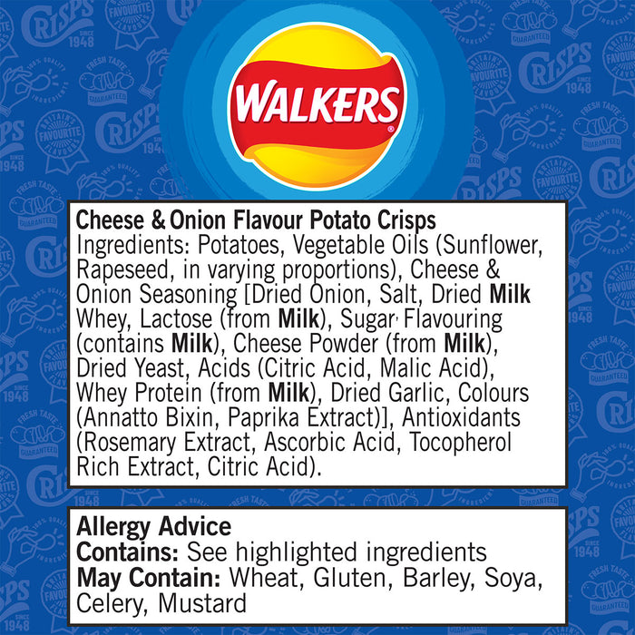 Walkers Crisps Cheese Onion Snack Pack Lunch 32 Bags x 32.5g - Image 6