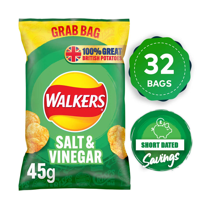 32 x Walkers Crisps Salt & Vinegar Sharing Pack 45g - Image 10