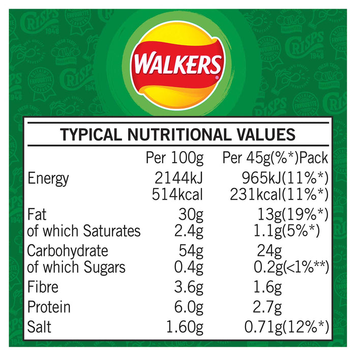 32 x Walkers Crisps Salt & Vinegar Sharing Pack 45g - Image 6