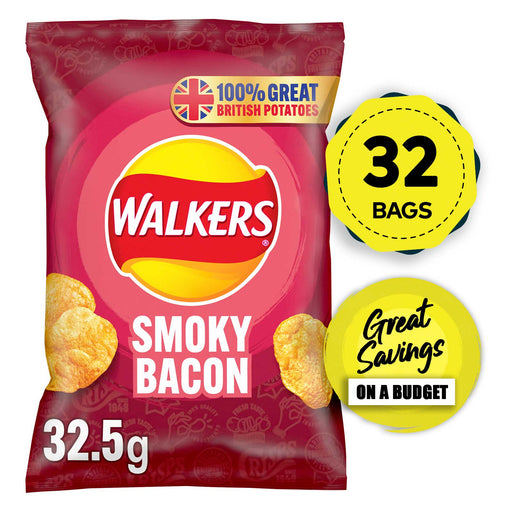 Walkers Crisps Smokey Bacon Snack Sharing Box of 32 x 32.5g - Image 1