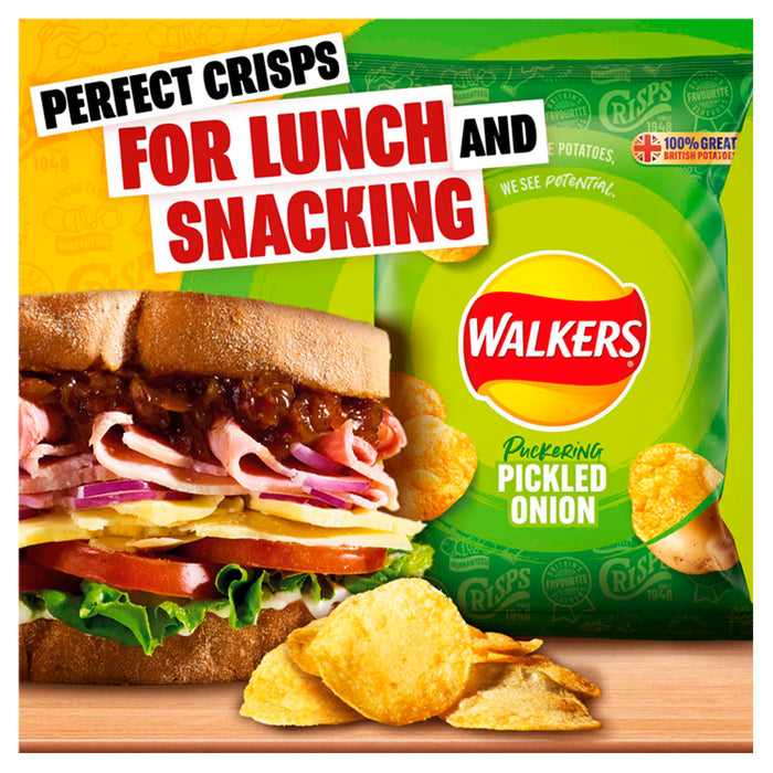 Walkers Crisps Pickled Onion Lunch Snack Pack of 32 x 32.5g - Image 2