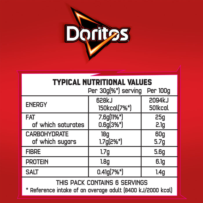 Doritos Tortilla Chips Chilli Heatwave Sharing Crisps Bag 12 x 180g - Image 6