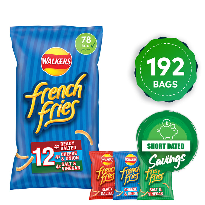 16 x Walkers Crisps French Fries Variety Salt Onion Pack of 12 x 18g - Image 1