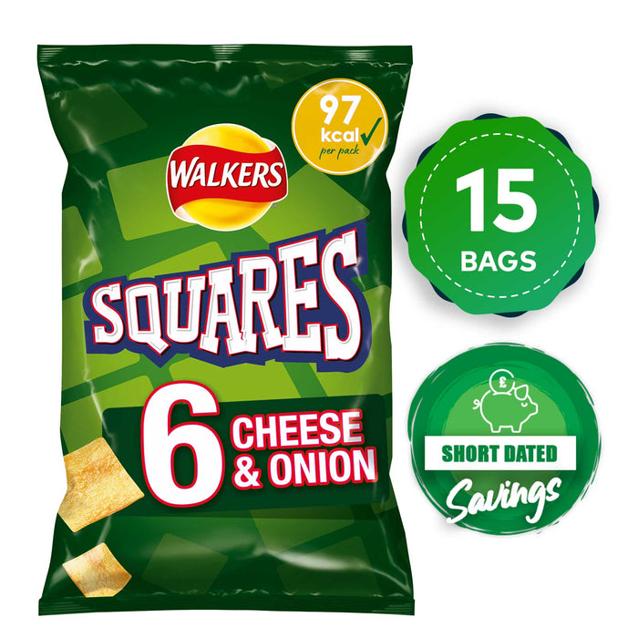 Walkers Squares Cheese & Onion Crisps Snacks Bundle Pack of 15x6 Bag - Image 10