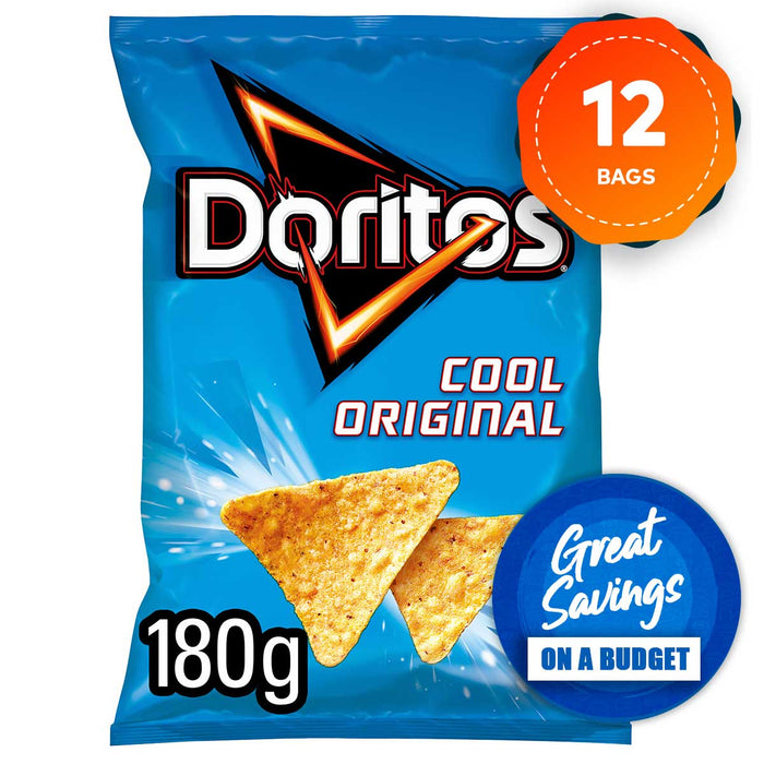 Doritos Tortilla Chips Cool Original Share Crisps Bags 12 x 180g - Image 2