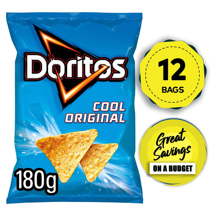 Doritos Tortilla Chips Cool Original Share Crisps Bags 12 x 180g - Image 1