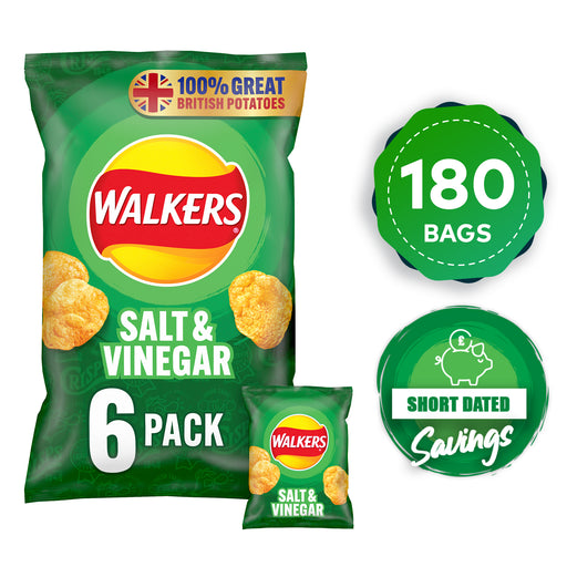 Walkers Crisps Salt And Vinegar Sharing Multipack 180 Bags x 25g - Image 1