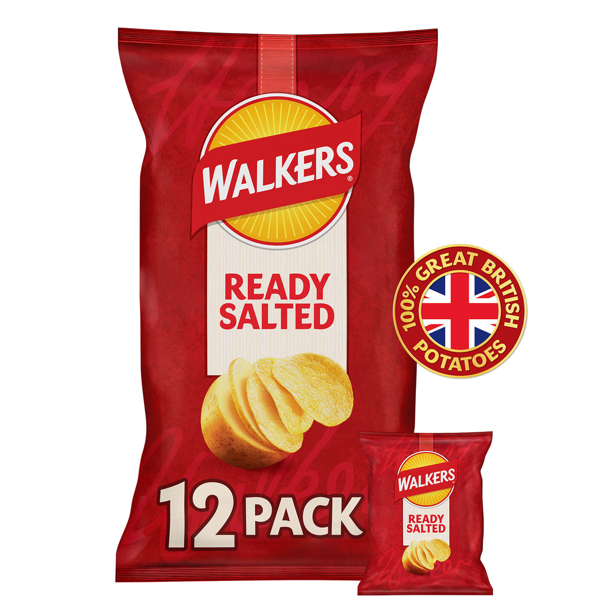Walkers Crisps Ready Salted Multipack Sharing Snack 180 Bags x 25g - Image 2