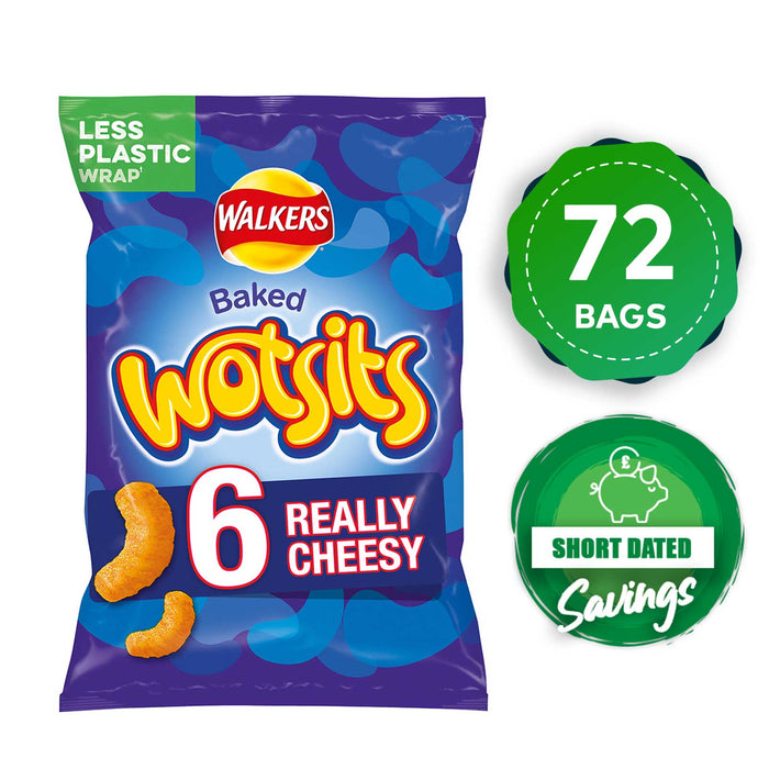 Walkers Crisps Baked Wotsits Really Cheesy Snacks 72 Bags x 16.5g - Image 1