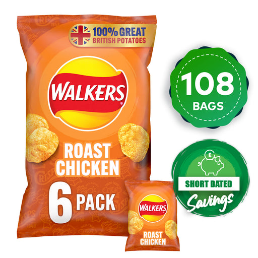Walkers Crisps Roast Chicken Multipack Sharing Snack Bundle 108 x 25g - Image 1