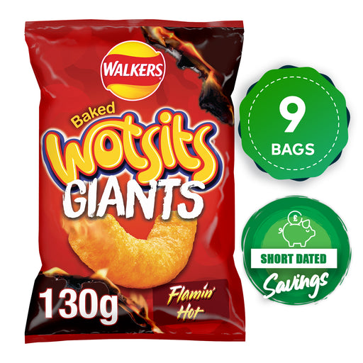 Walkers Wotsits Giants Baked Sharing Flamin' Hot Snacks 9 x130g - Image 1