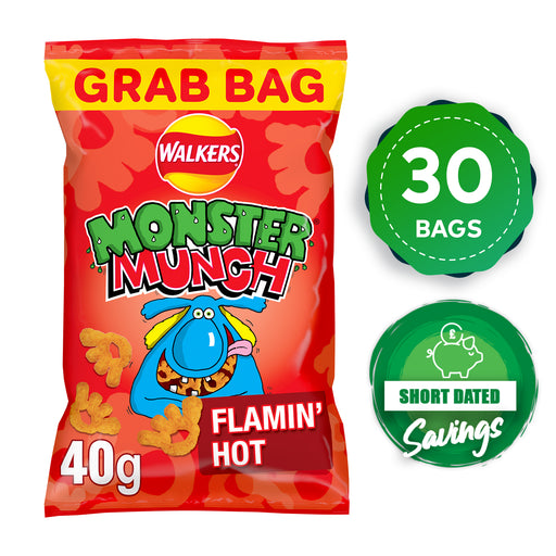 Walkers Crisps Monster Munch Sharing Snacks Flamin' Hot 30 x 40g - Image 1