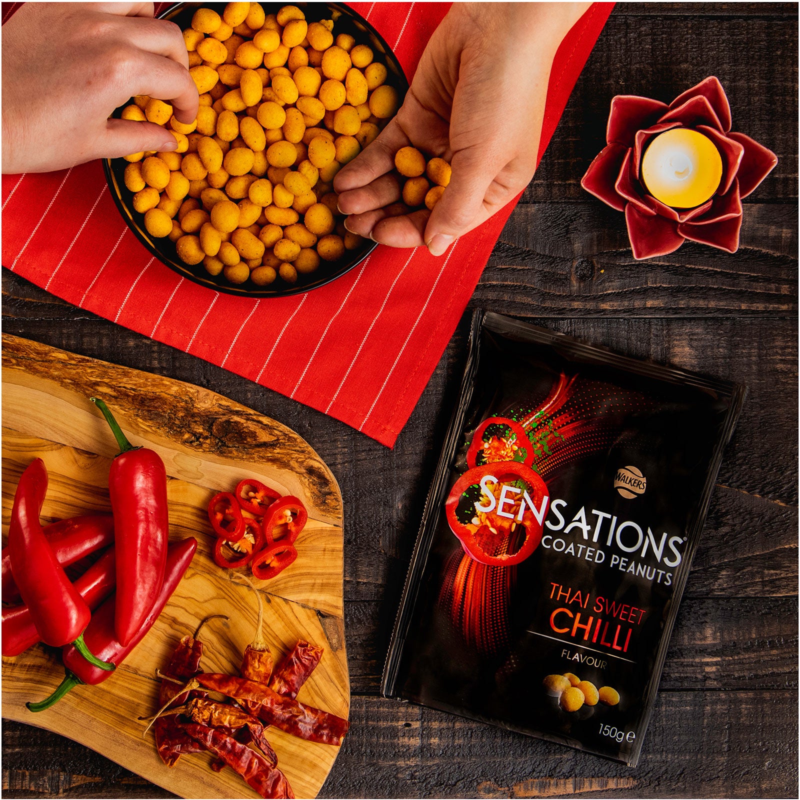 Sensations Thai Sweet Chilli Coated Peanuts Snacks 8 Bags x 150g - Image 5